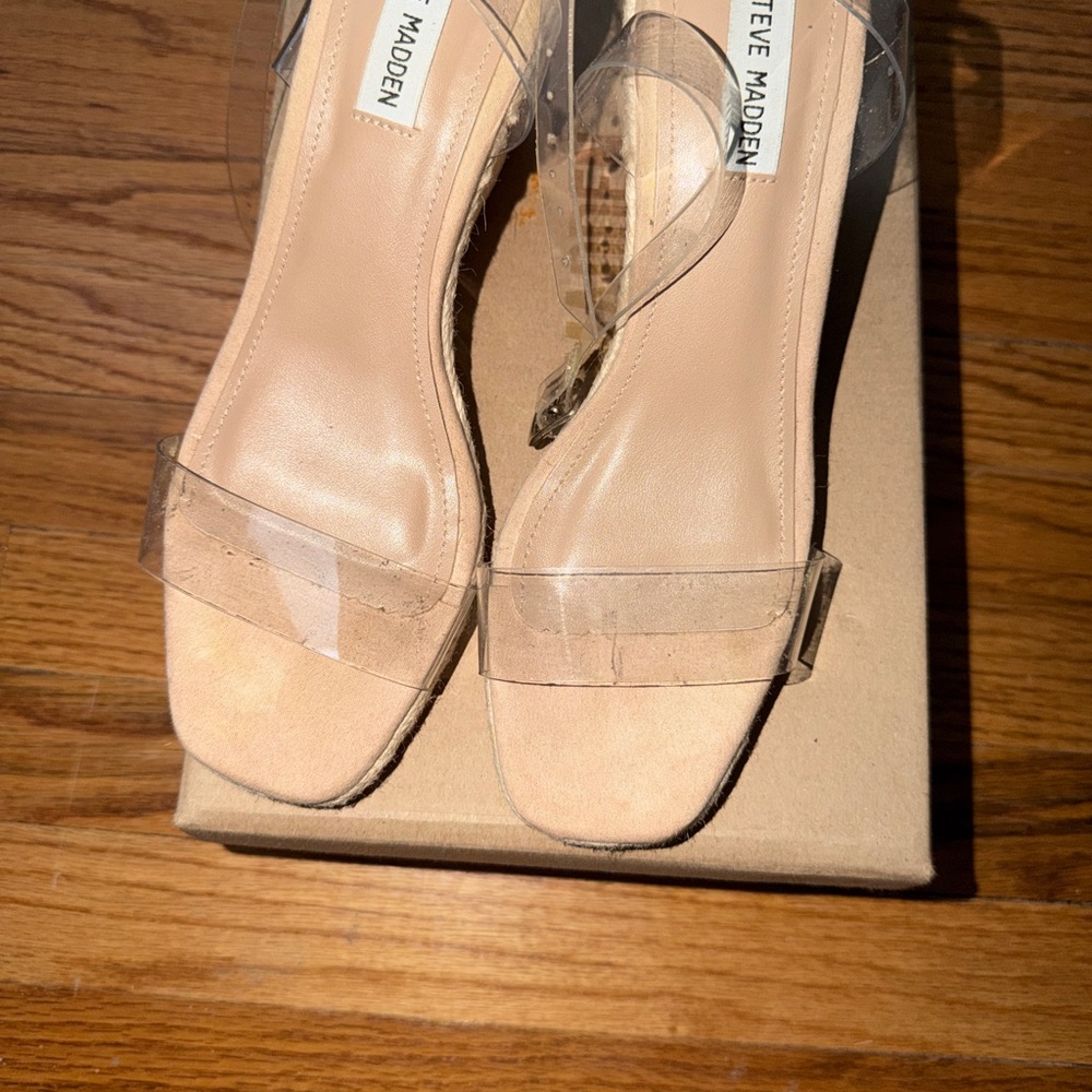 Steve Madden Clear Strap Heels - Beige